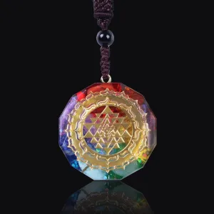 Orgonite Pendant Sri Yantra Necklace Sacred Geometry Chakra Energy Necklace