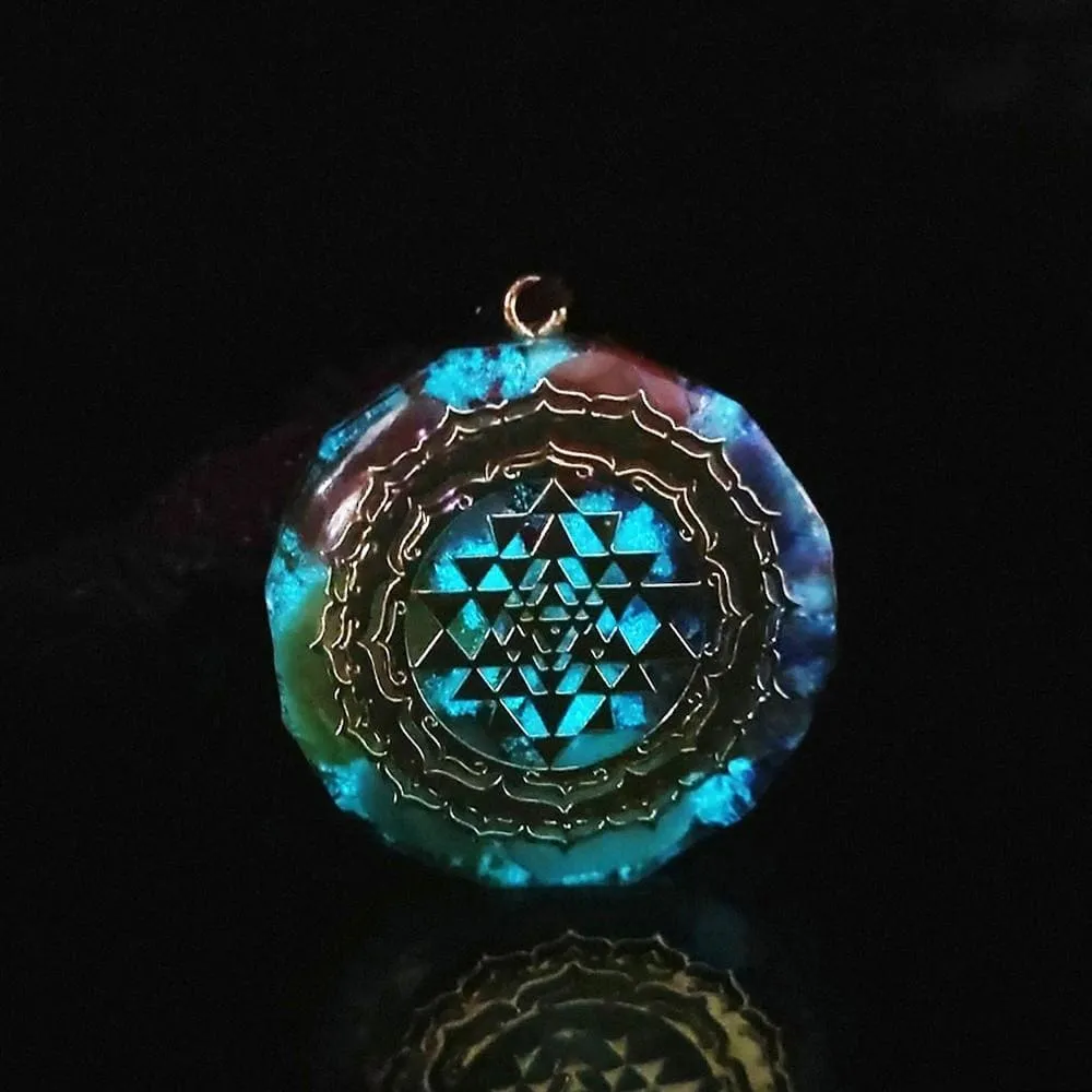 Orgonite Pendant Sri Yantra Necklace Sacred Geometry Chakra Energy Necklace