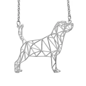 Origami Dog Geometric Animal Necklace Silver Plated Pendant Necklace