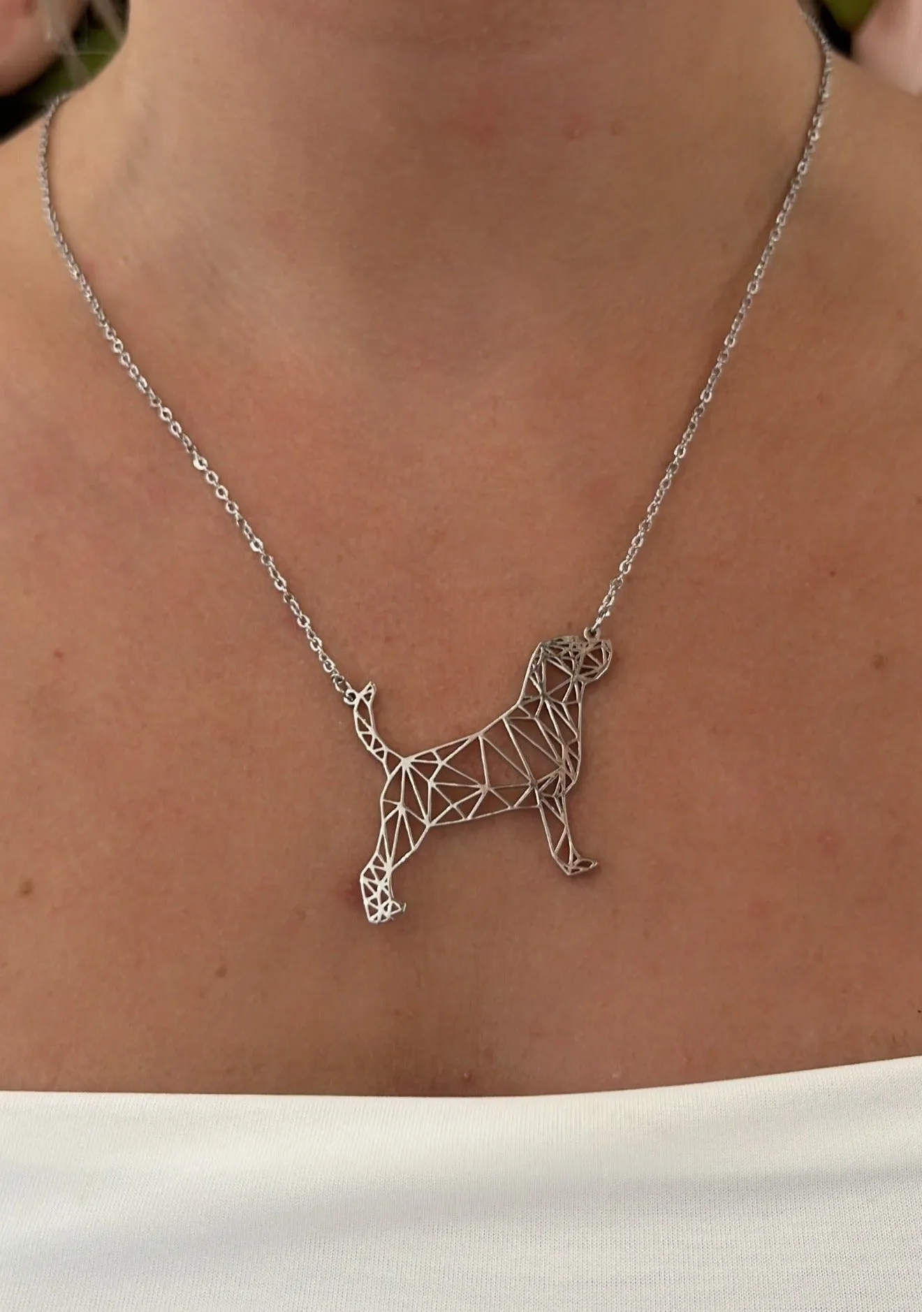 Origami Dog Geometric Animal Necklace Silver Plated Pendant Necklace