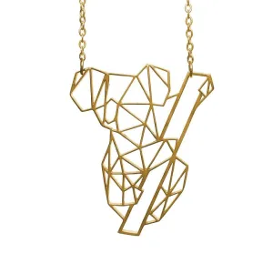 Origami Koala Geometric Animal Gold Plated Pendant Necklace