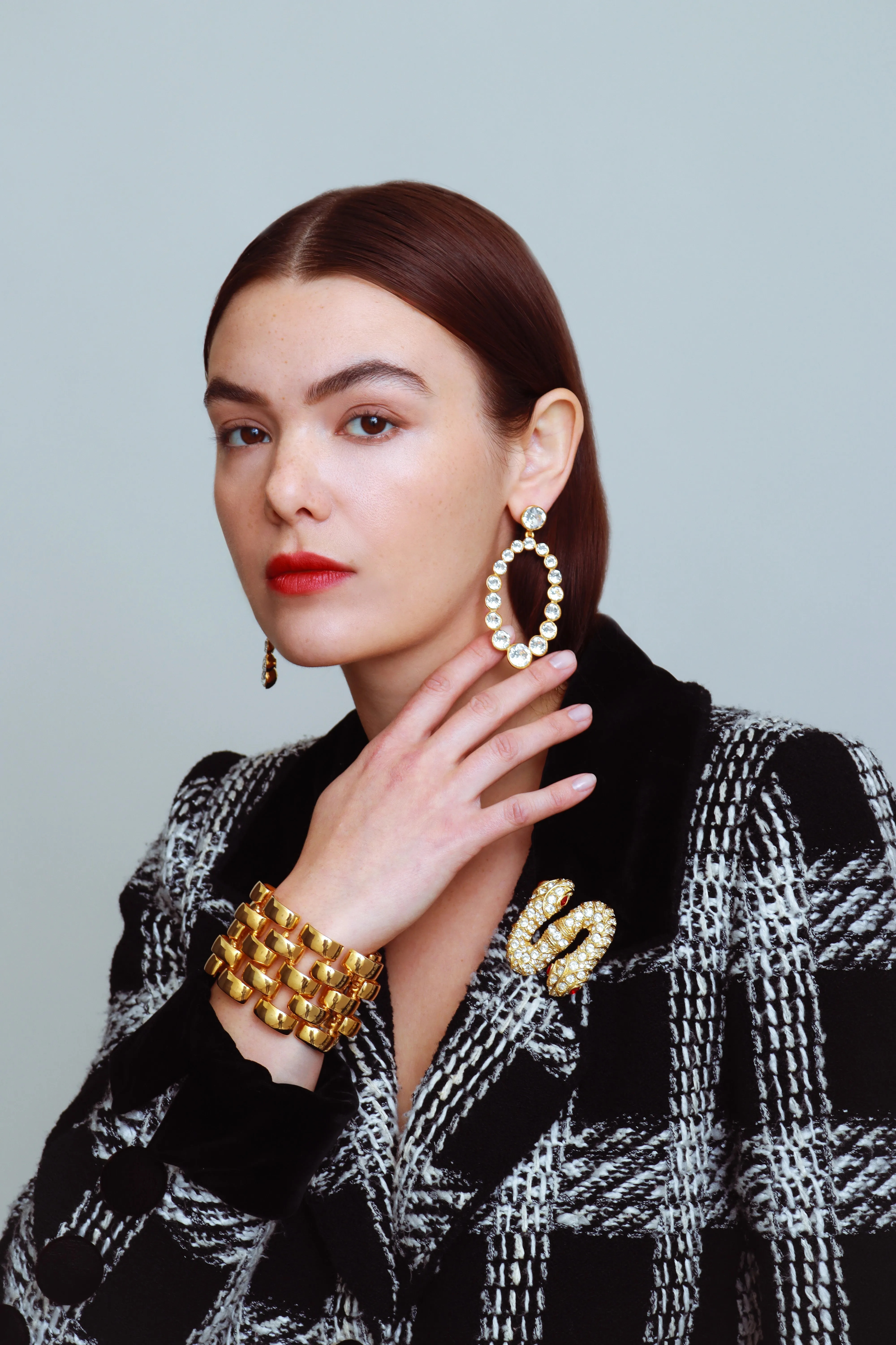 Oval Crystal Hoop Drop Earrings