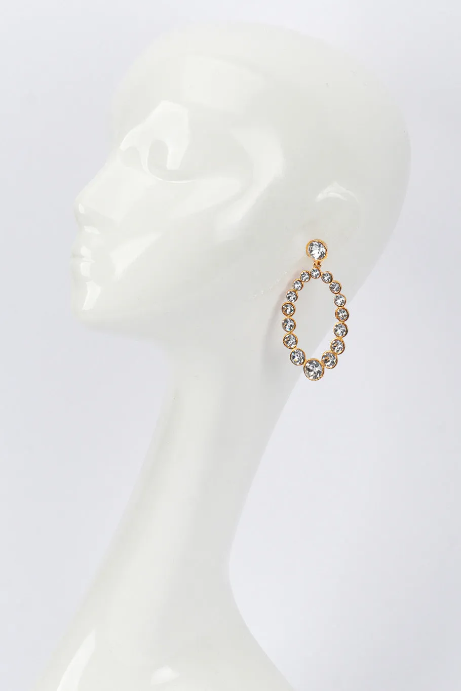 Oval Crystal Hoop Drop Earrings