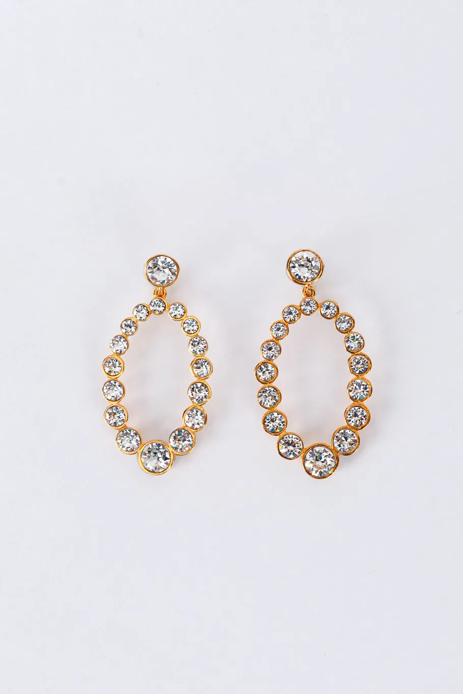 Oval Crystal Hoop Drop Earrings