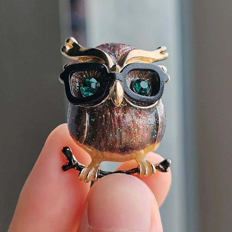 Owl Wear Glasses Vintage Cute Brooches