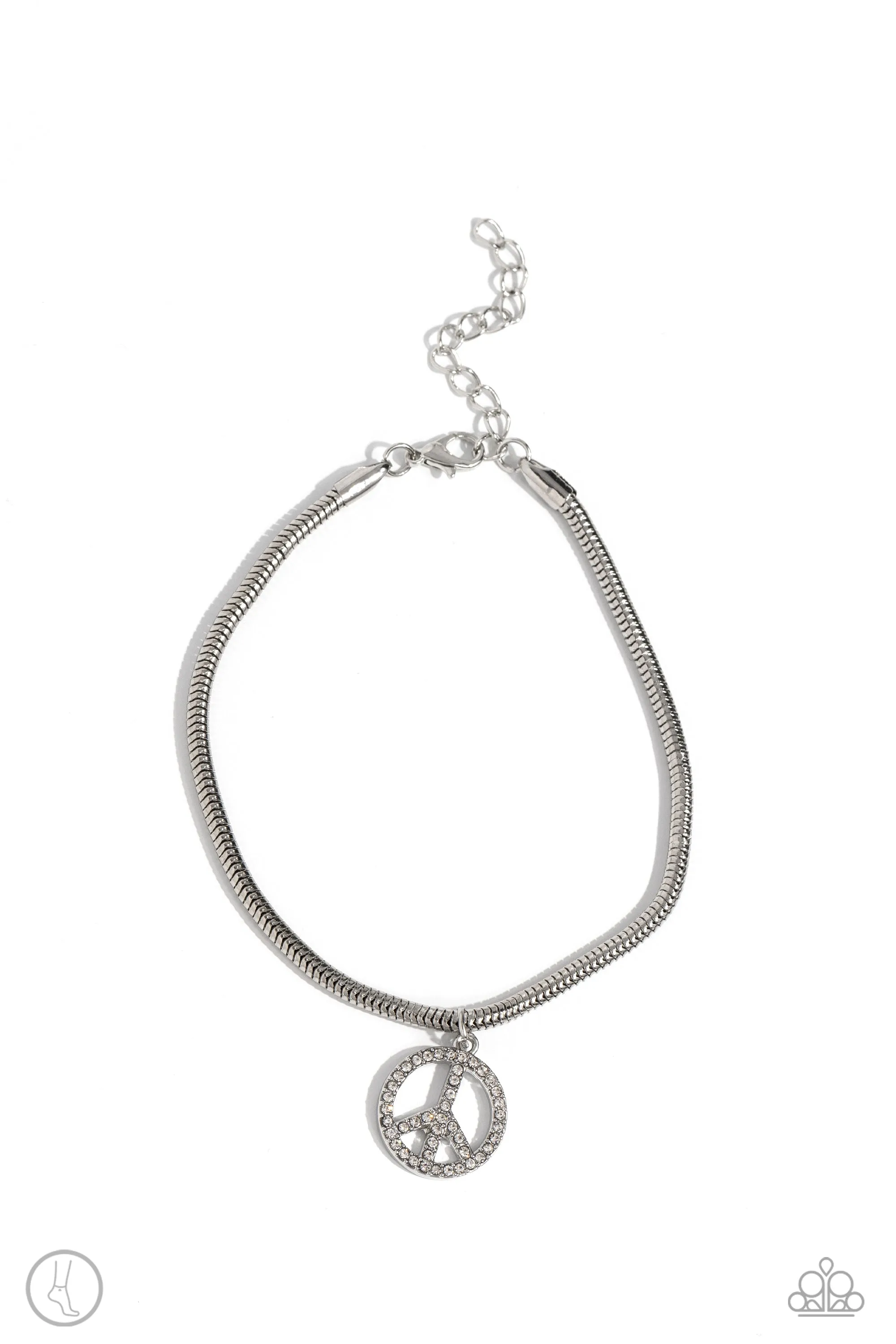 Pampered Peacemaker White Ankle Bracelet Paparazzi