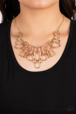 Paparazzi - Geometric Grit - Gold Necklace