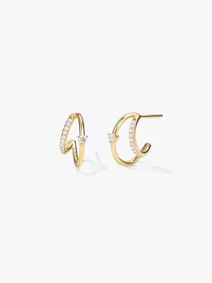 Pave & Prong Crystal Double Hoop Earrings