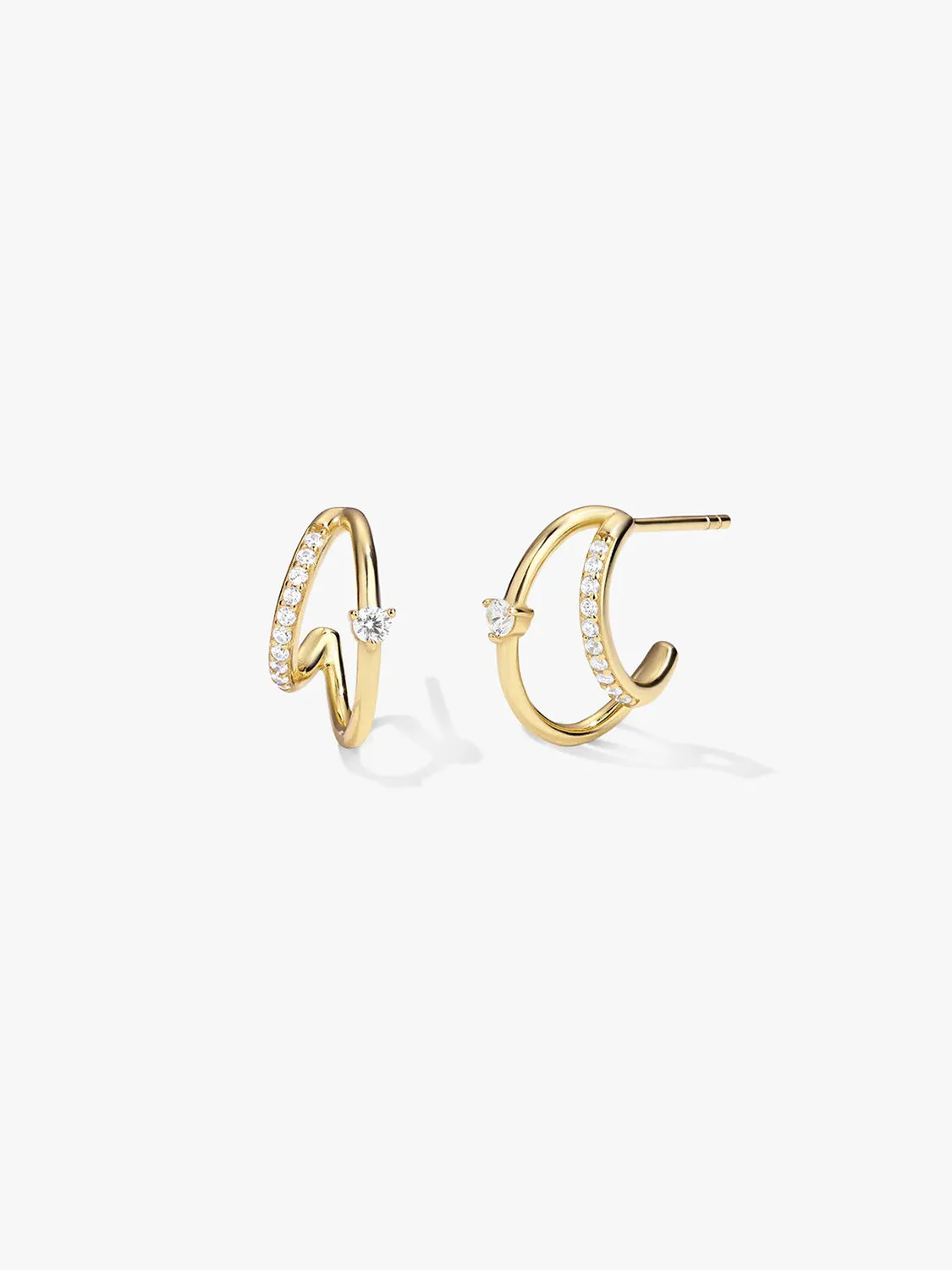 Pave & Prong Crystal Double Hoop Earrings