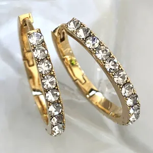 pave crystal huggie hoop