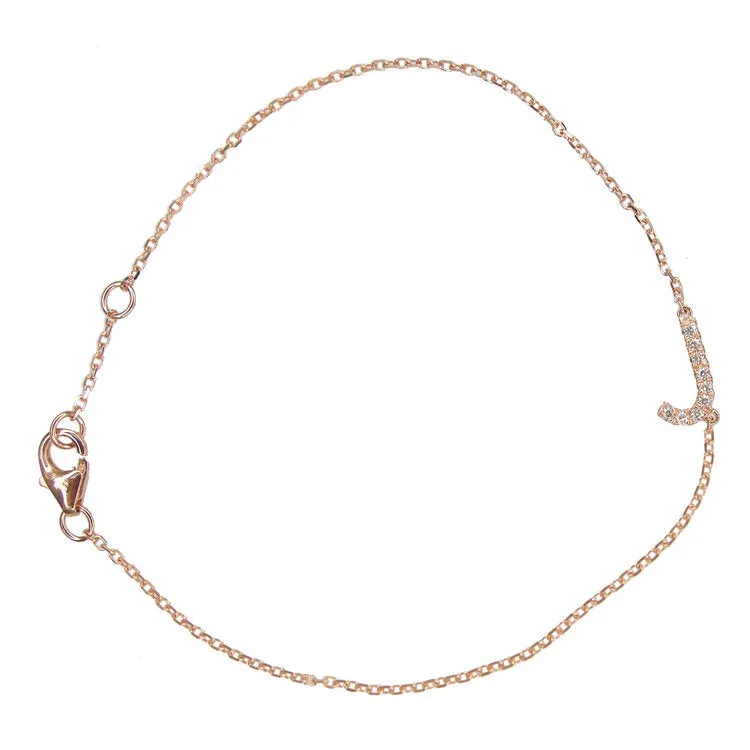 Pave Diamond Letter Chain Bracelet