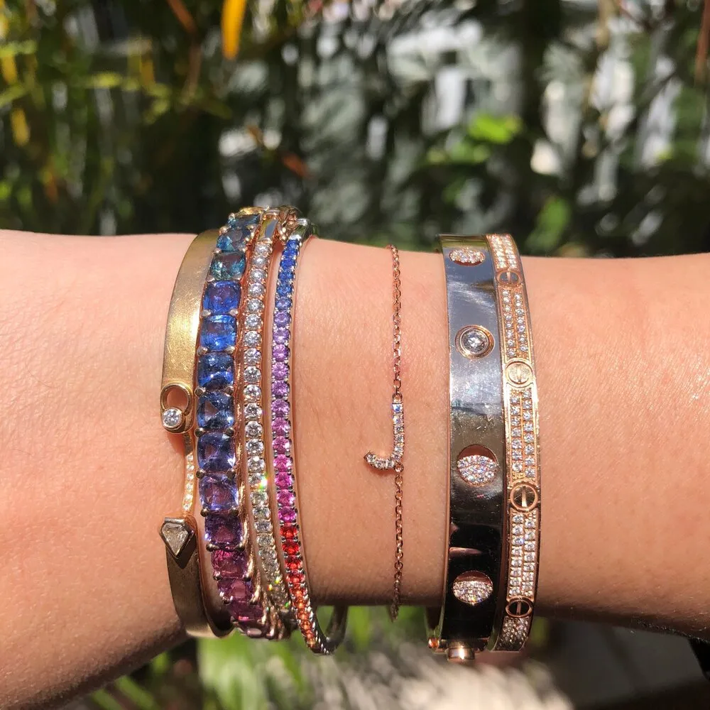 Pave Diamond Letter Chain Bracelet