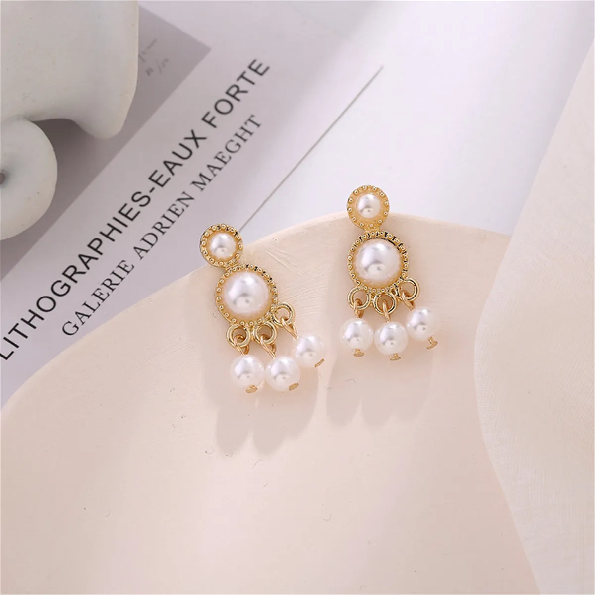 Pearl & 18K Gold-Plated Beaded Dangle Drop Earrings