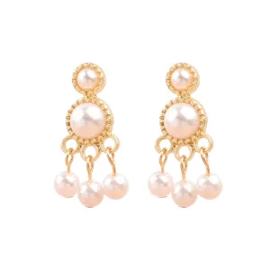 Pearl & 18K Gold-Plated Beaded Dangle Drop Earrings