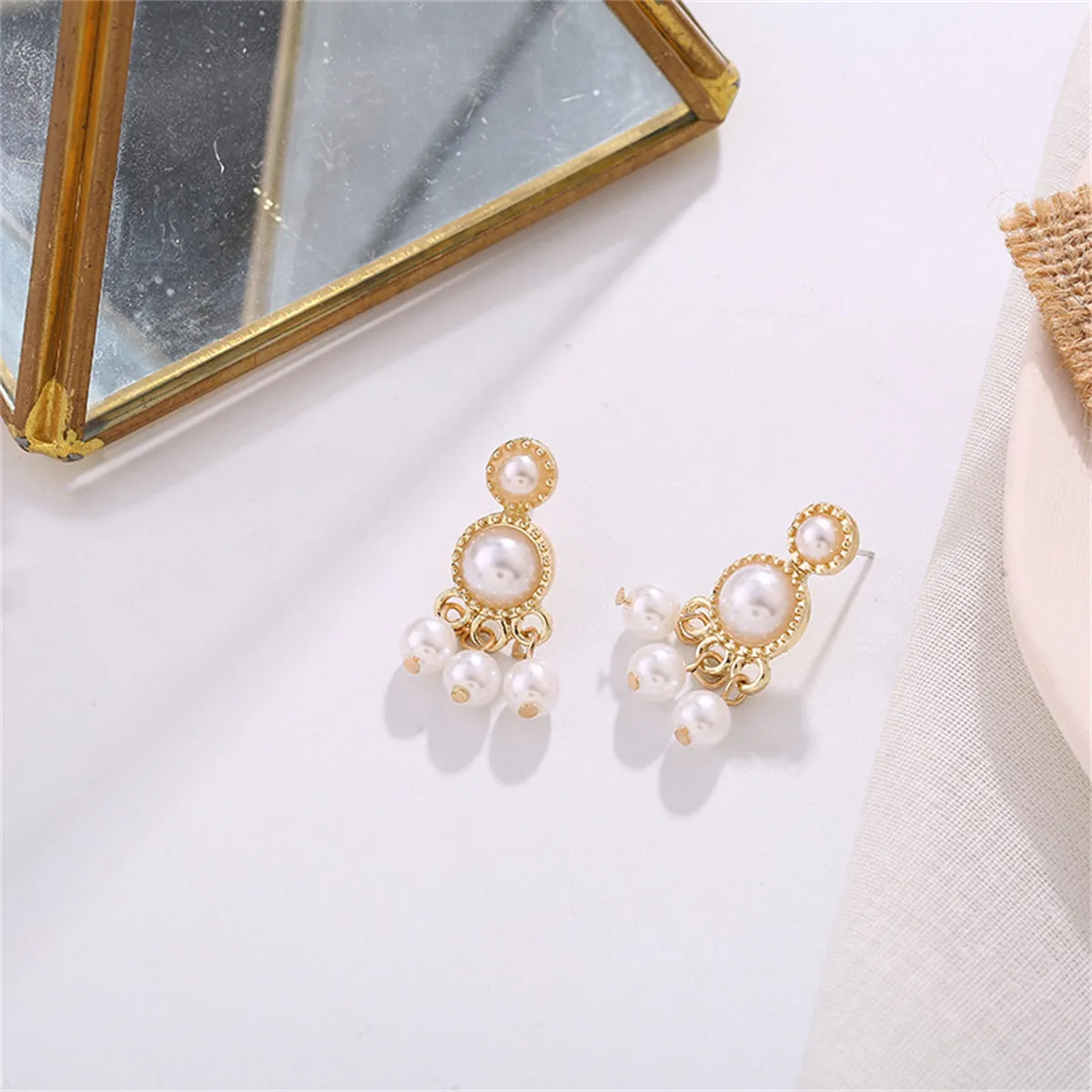 Pearl & 18K Gold-Plated Beaded Dangle Drop Earrings