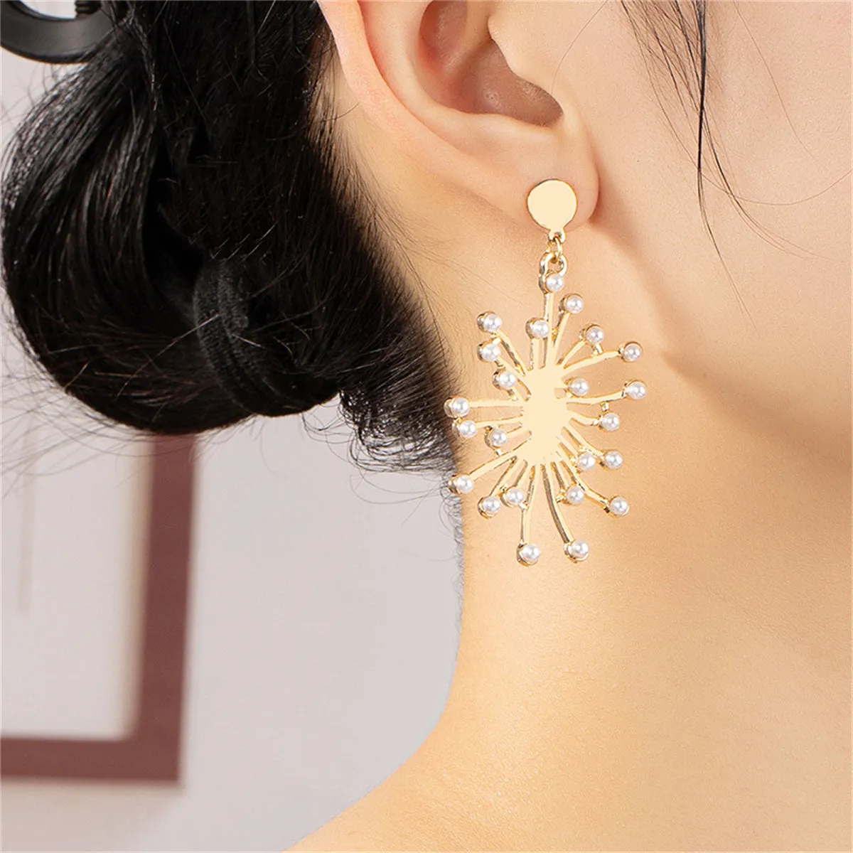 Pearl & 18K Gold-Plated Firework Drop Earrings