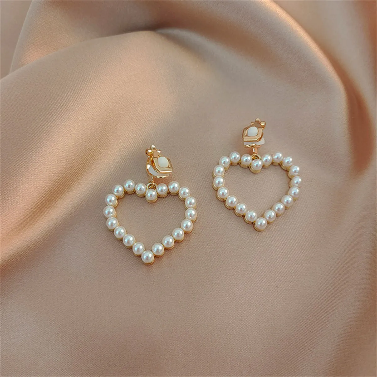 Pearl & 18K Gold-Plated Openwork Heart Drop Earrings