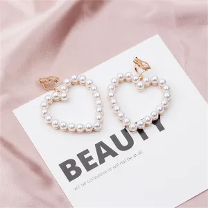 Pearl & 18K Gold-Plated Openwork Heart Drop Earrings