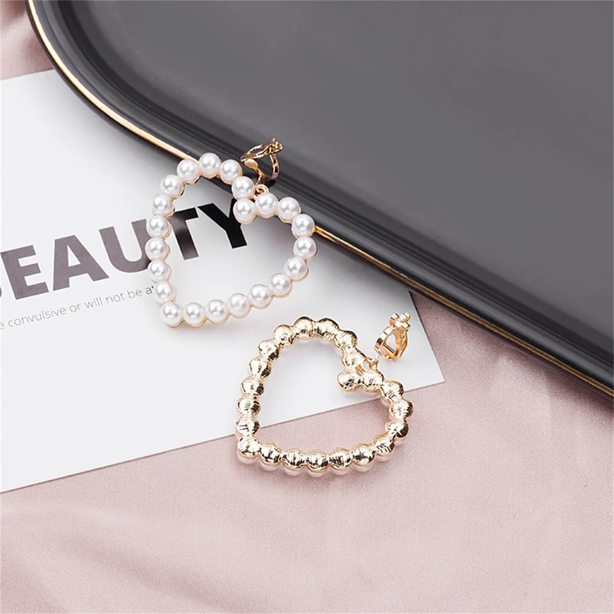Pearl & 18K Gold-Plated Openwork Heart Drop Earrings