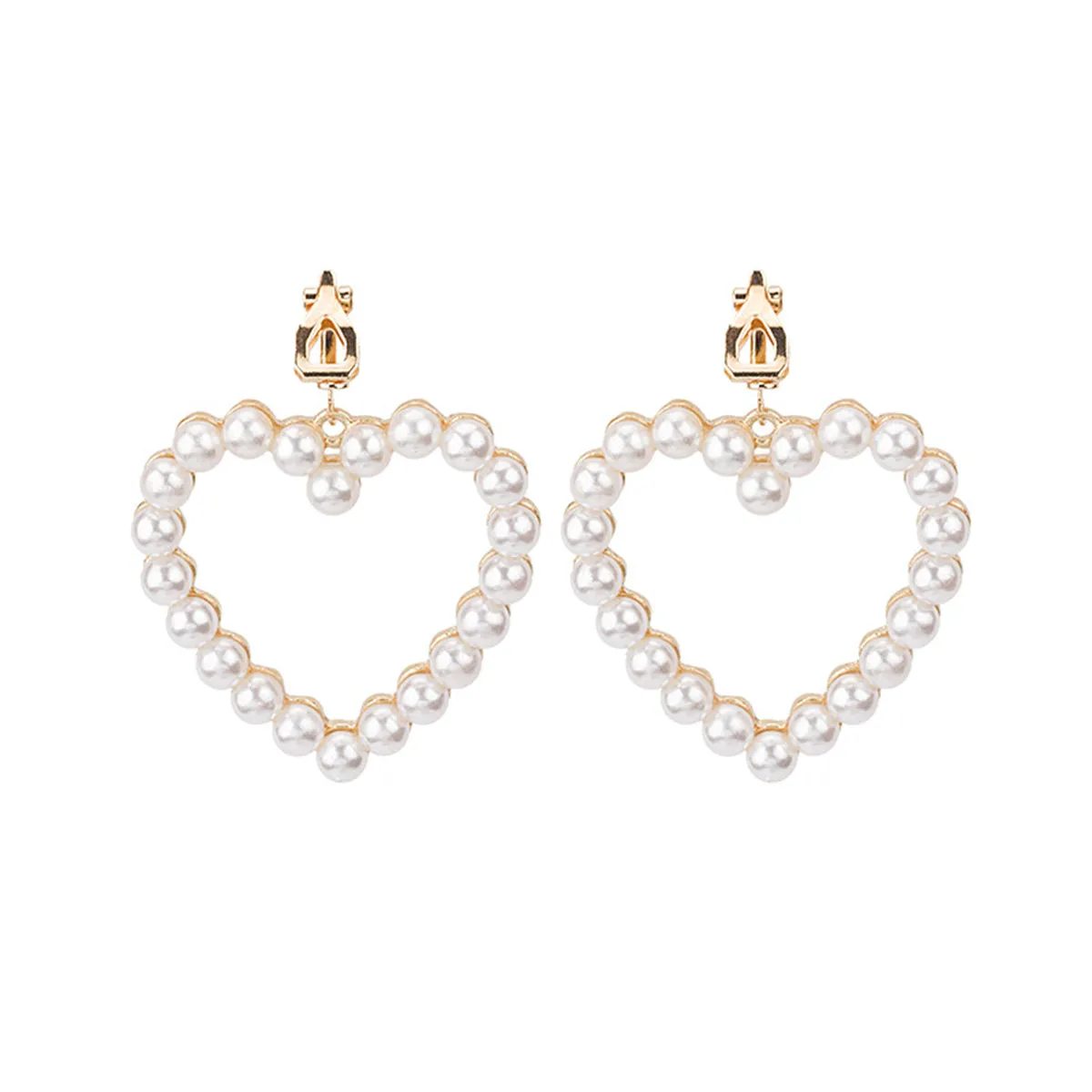 Pearl & 18K Gold-Plated Openwork Heart Drop Earrings