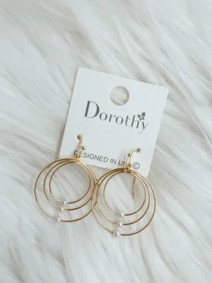 Pearl & Triple Hoop Earrings