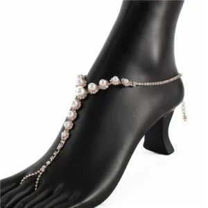 Pearl  Anklet With Ring