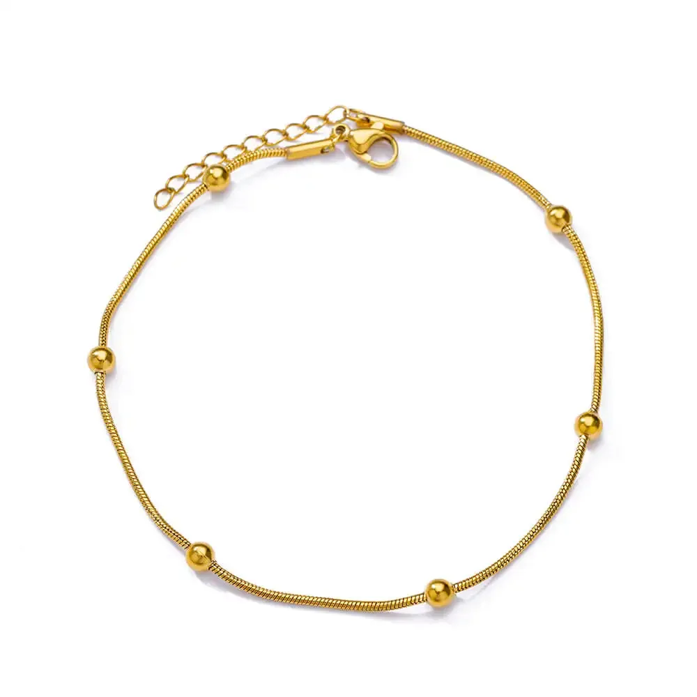 Pearl Bead Anklet for Women Foot Jewelry Accessories Stainless Steel Leg Bracelet Trend Body Chain Aesthetic Barefoot Decorate