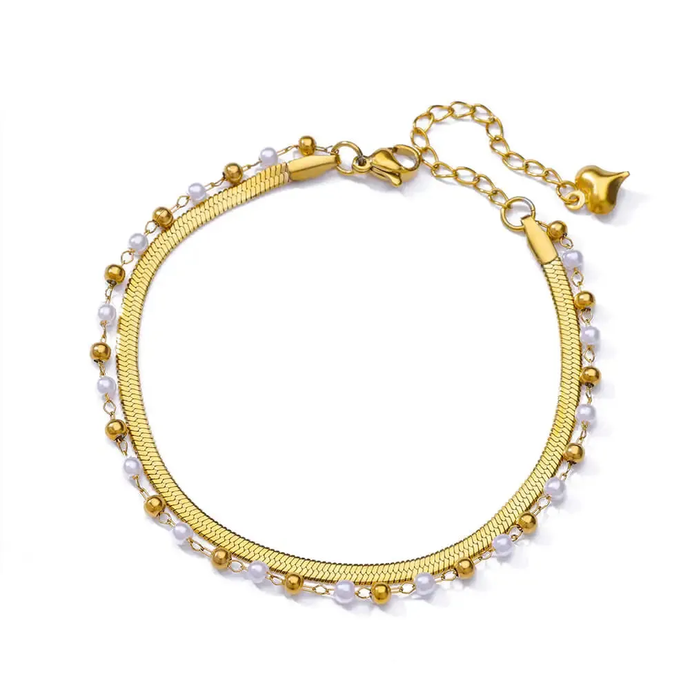 Pearl Bead Anklet for Women Foot Jewelry Accessories Stainless Steel Leg Bracelet Trend Body Chain Aesthetic Barefoot Decorate