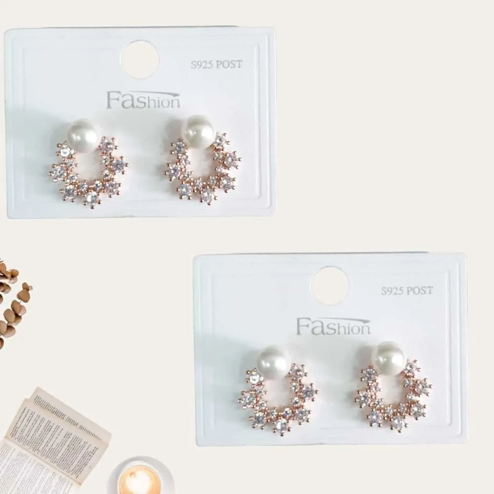 Pearl Circular Rhinestone Earring S-0
