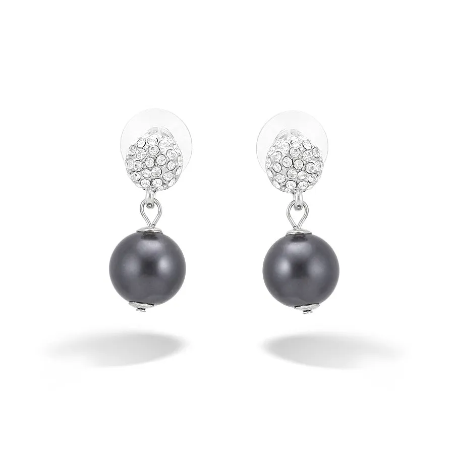 PEARL CRYSTAL EARRINGS #91054E (RD14)