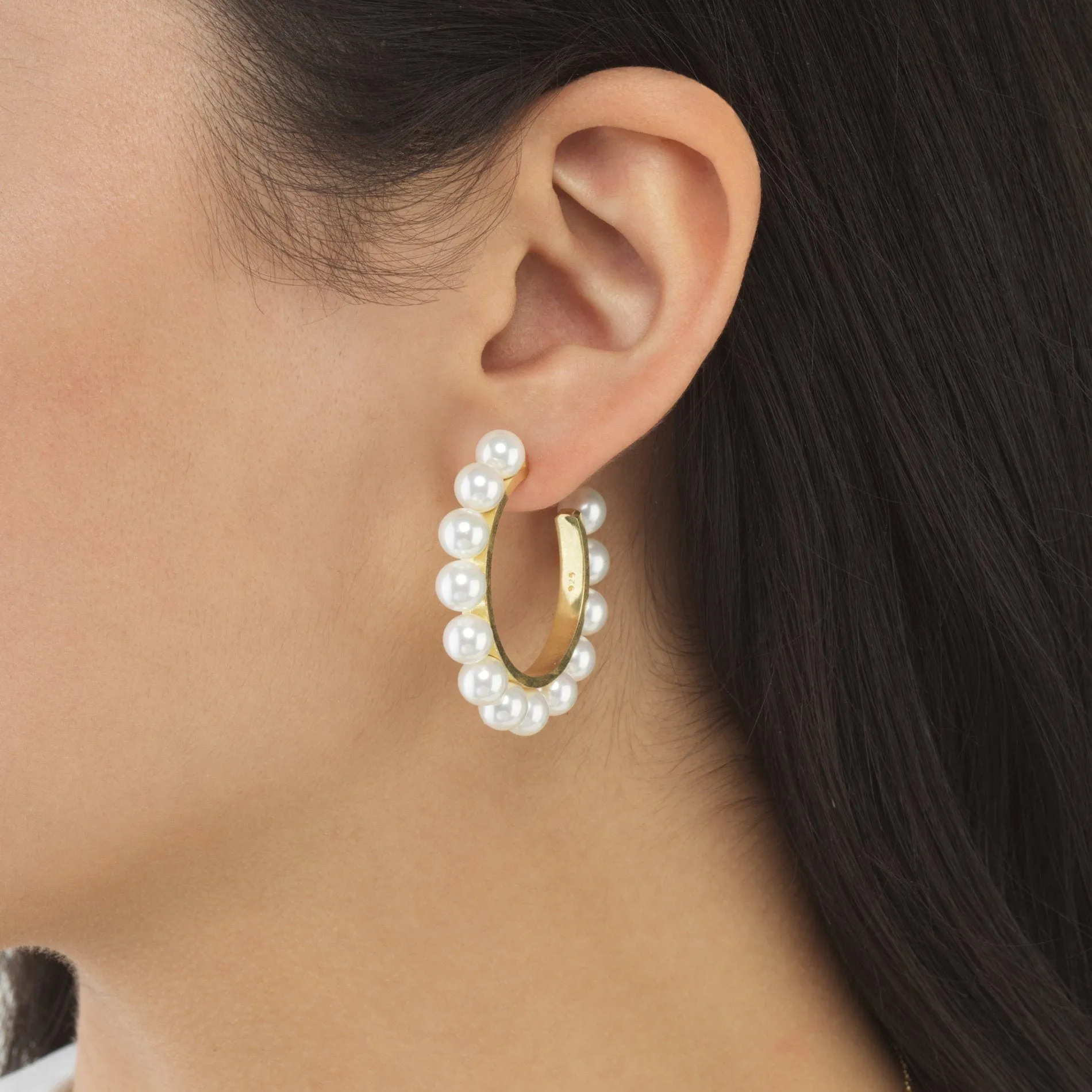 Pearl Large Hoop Earring