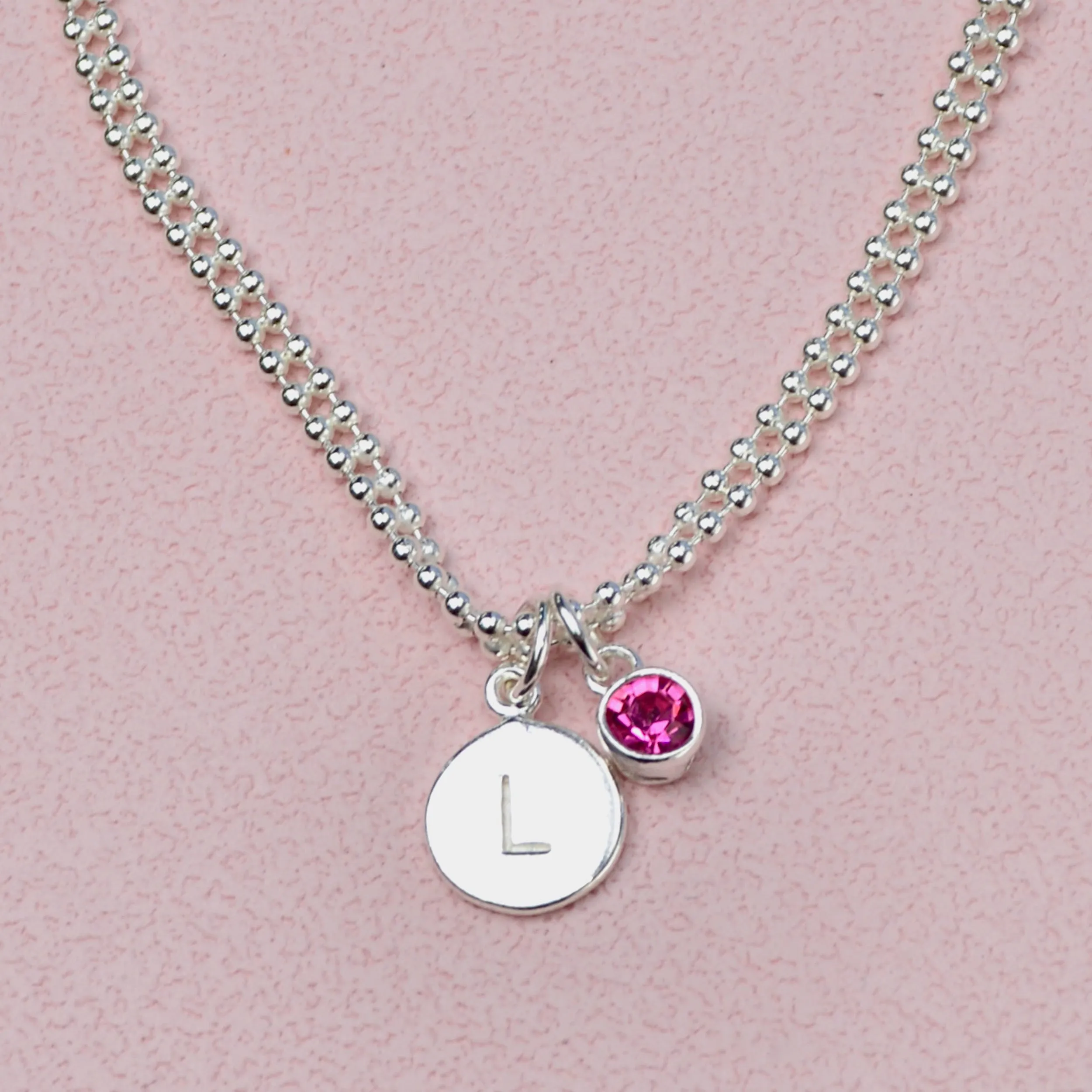 Personalised Double Strand Initial Birthstone Charm Bracelet