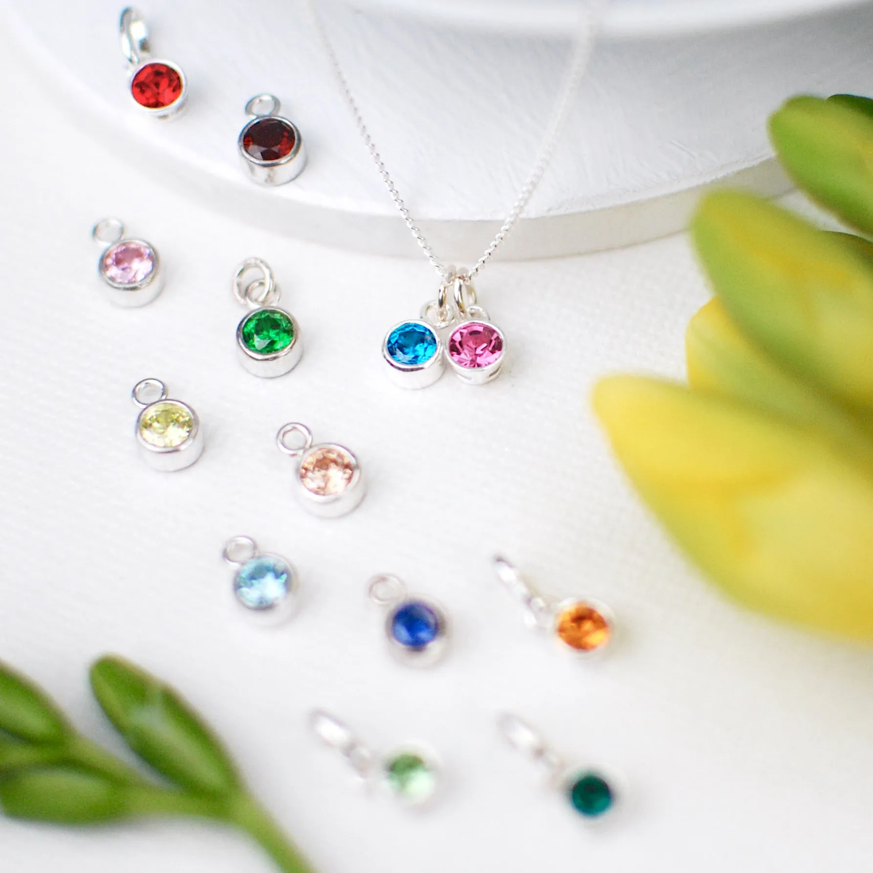Personalised Double Strand Initial Birthstone Charm Bracelet
