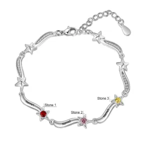 Personalized Inlaid 3 Birthstone Star Bracelets for Women