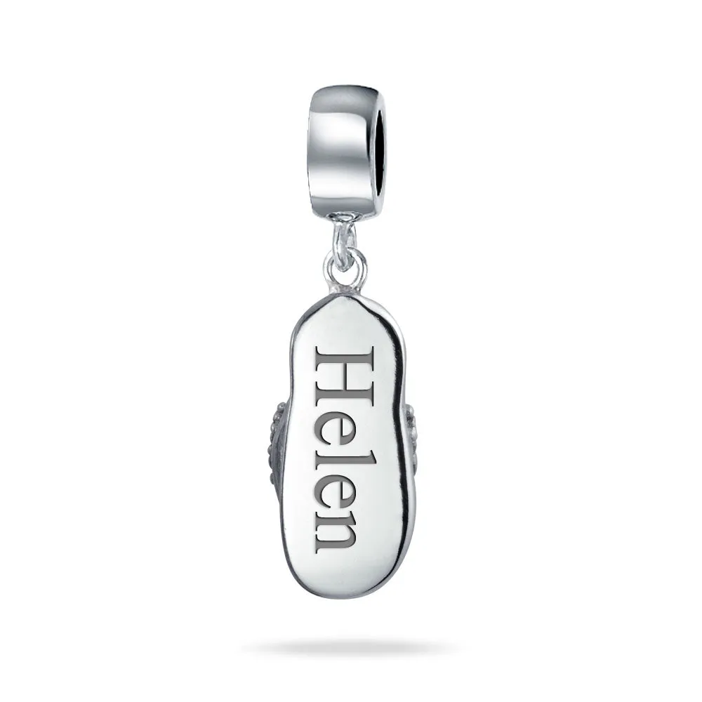 Personalized Pink Orange Flip Flop CZ Dangle Charm Bead for Travel Bracelets