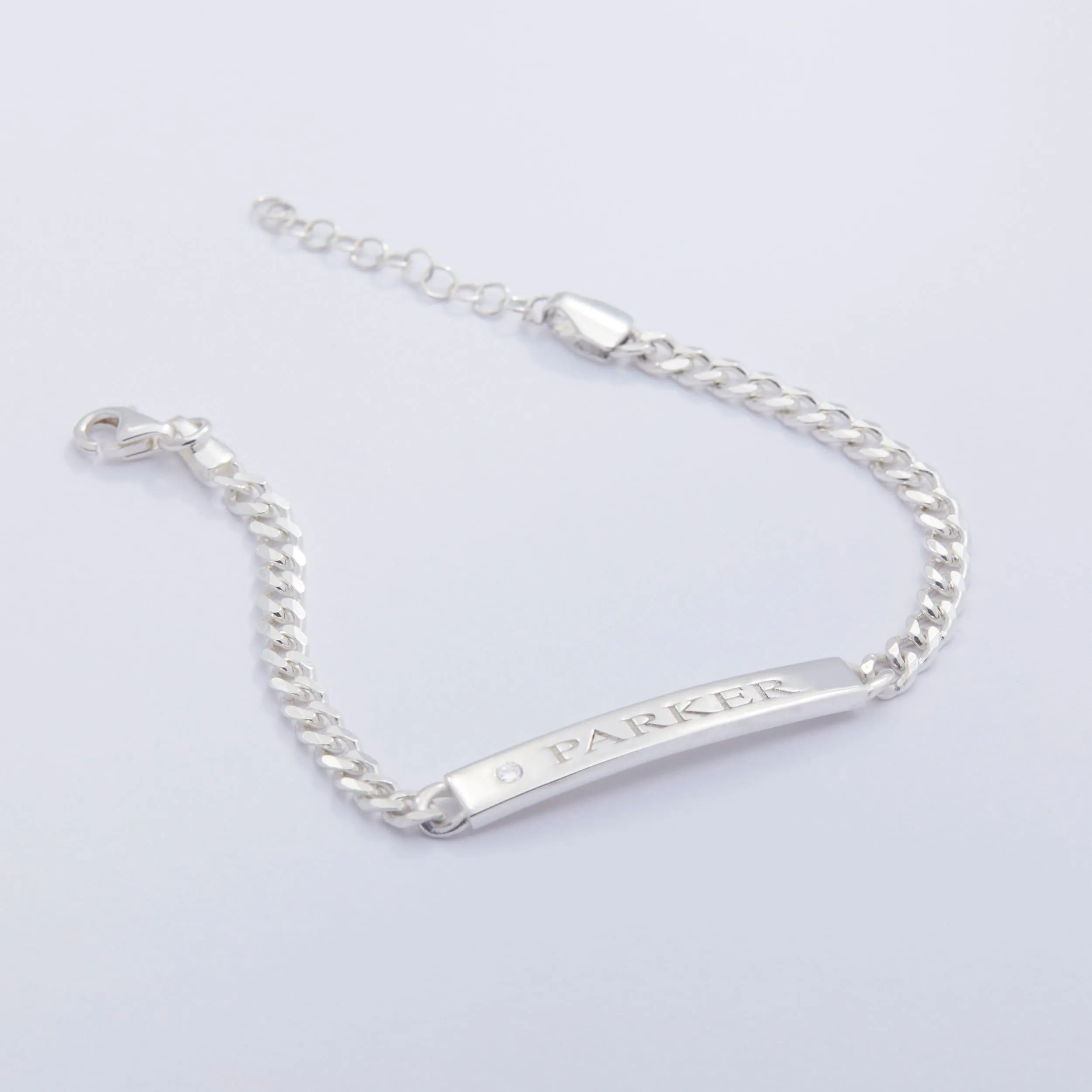 Personalized Silver Name Bracelet with Figaro Chain - 18K Gold Vermeil