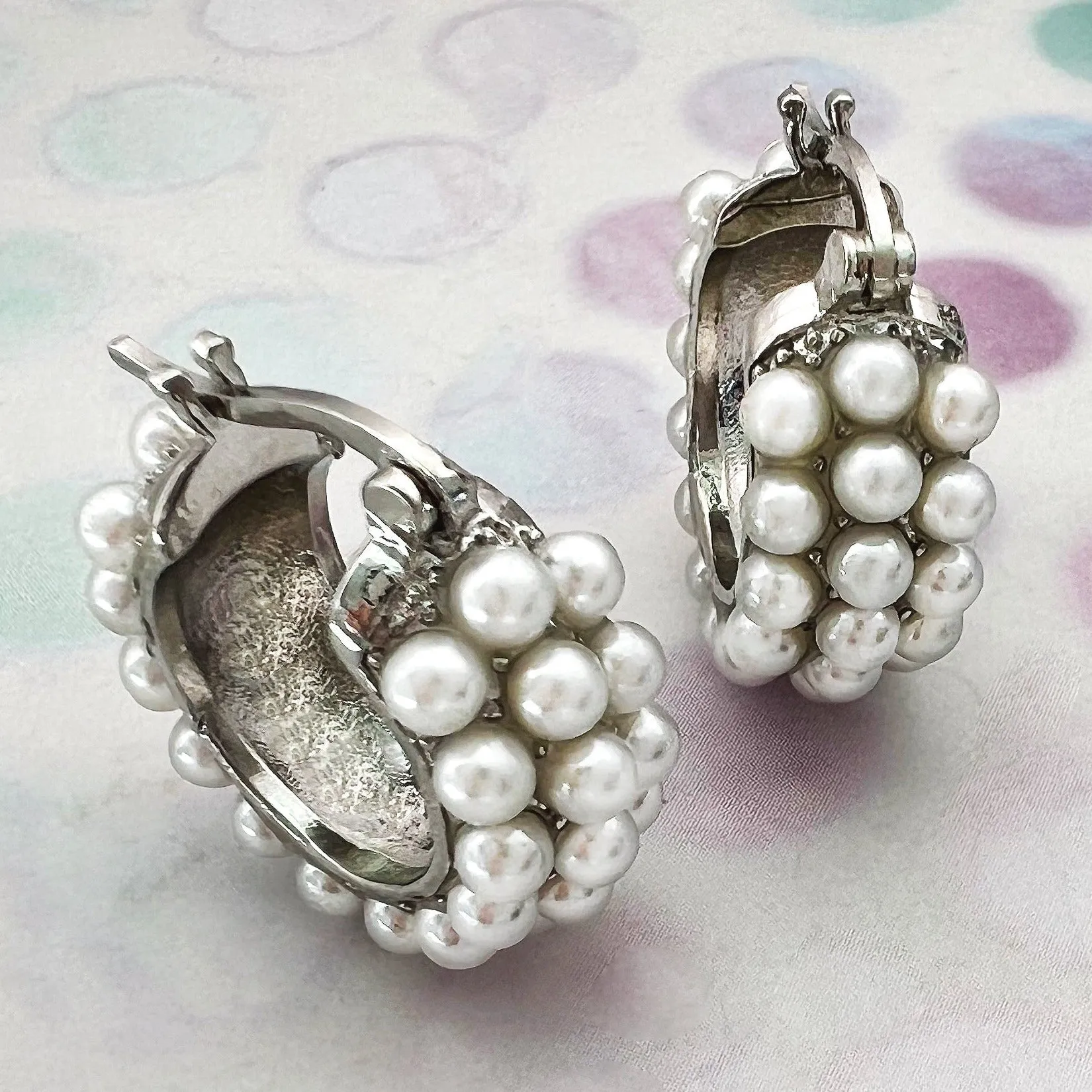 petite pearl hoops