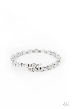 Photo Op - White - Rhinestone Paparazzi Coil Bracelet