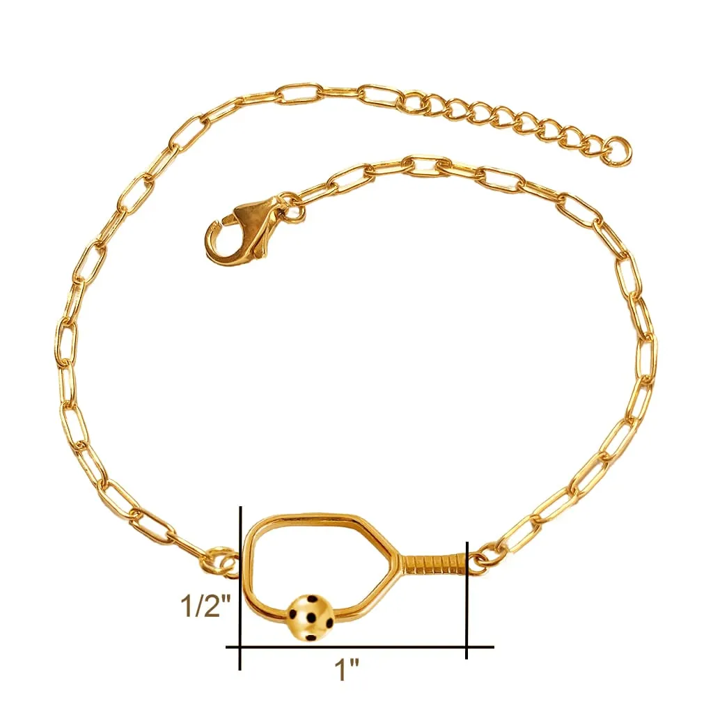 Pickleball Anklet | Open Paddle Gold Plated Stainless