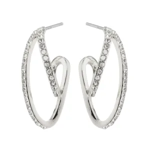 Pilgrim Etty Silver Crystal Hoop Earrings