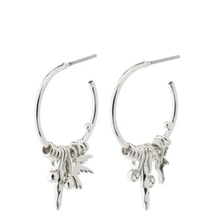 Pilgrim Freedom Silver Crystal Pendant Hoop Earrings