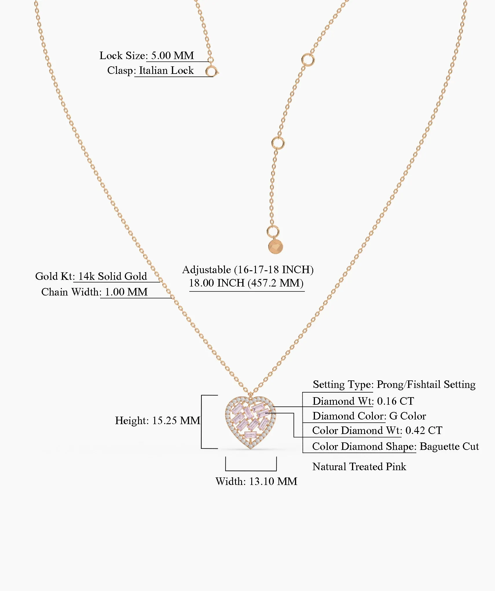 Pink Diamond Heart Pendant
