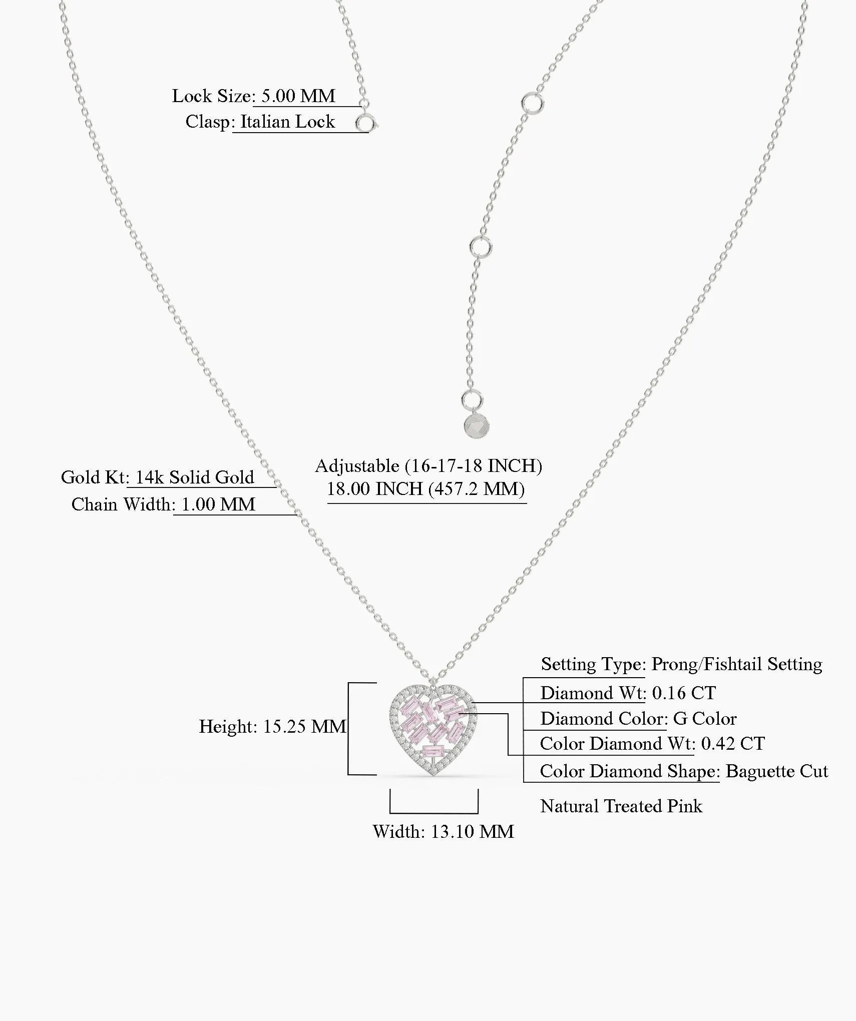 Pink Diamond Heart Pendant