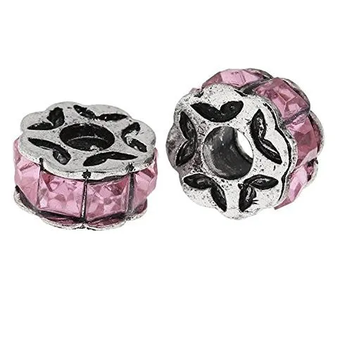 Pink Flower Design Charm Beads for Snake Charm Charm Bracelet