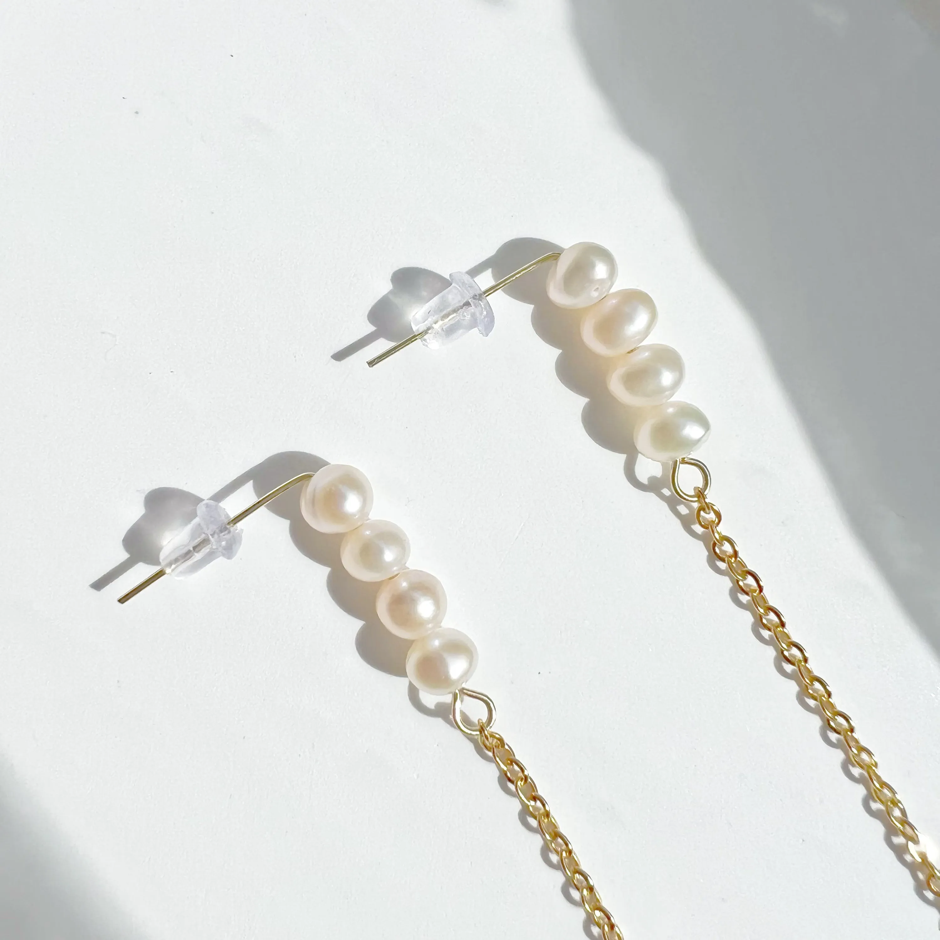Pink Freshwater Baroque Pearl Drop Earrings - Handmade, 10cm Length, Gold-Plated Studs