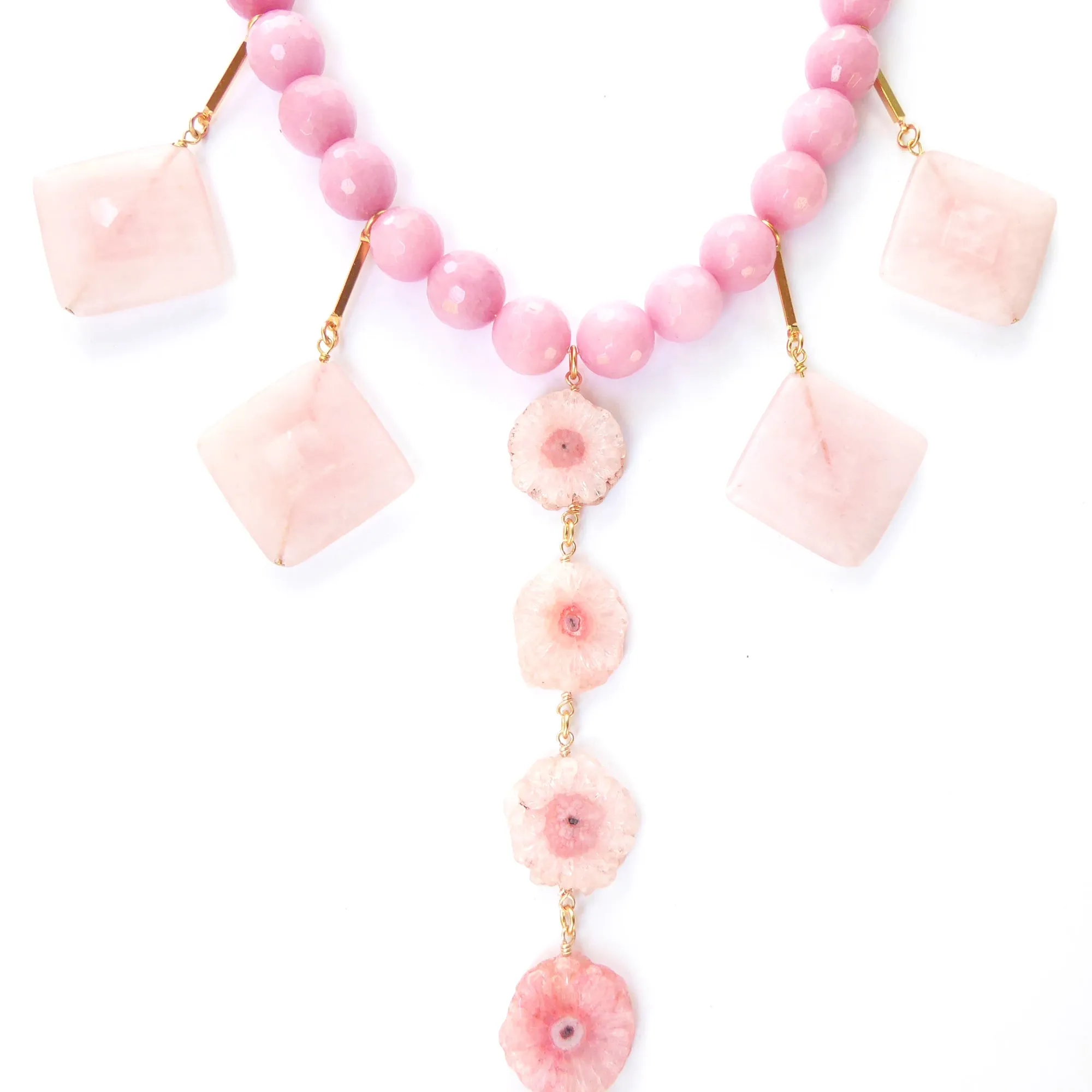 Pink geometric stone necklace