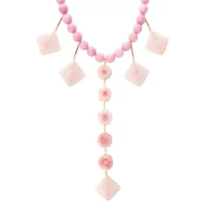 Pink geometric stone necklace