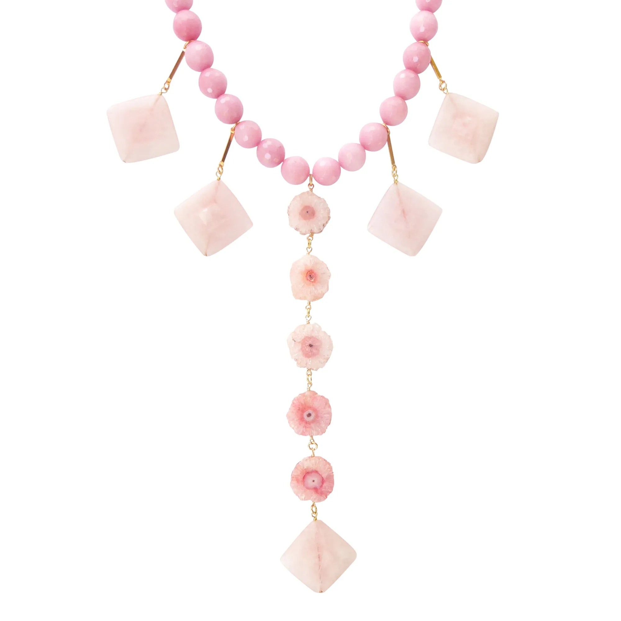 Pink geometric stone necklace