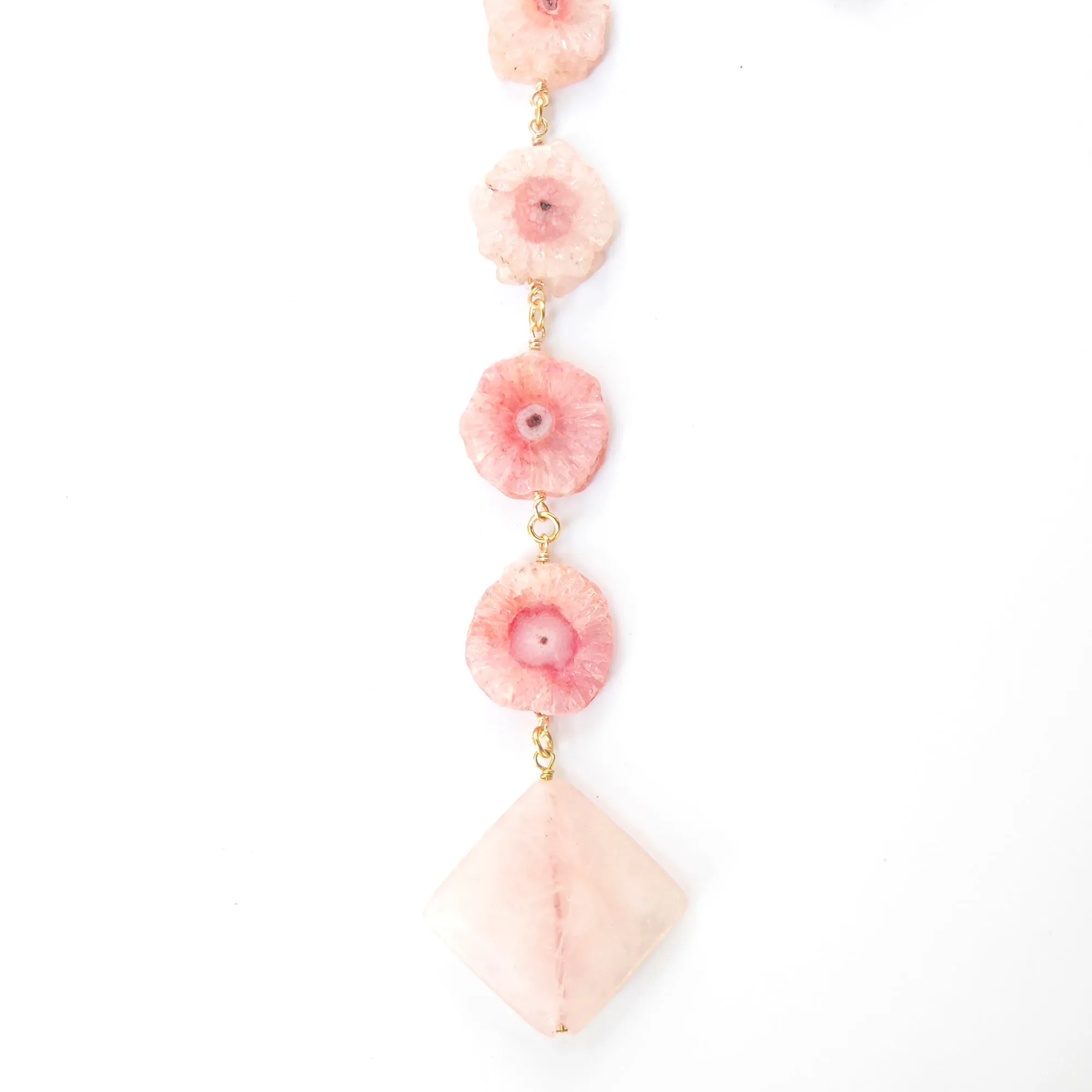 Pink geometric stone necklace