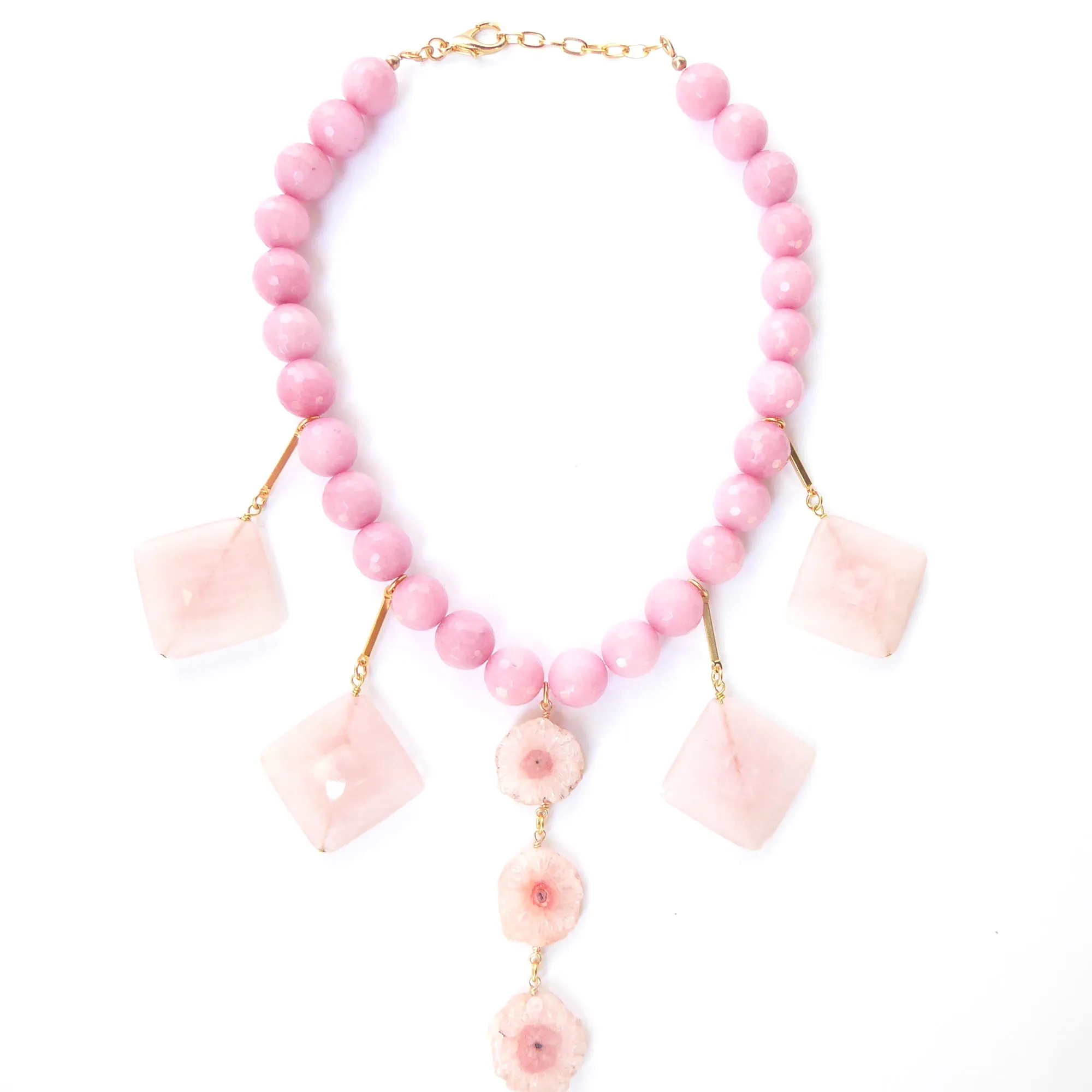 Pink geometric stone necklace